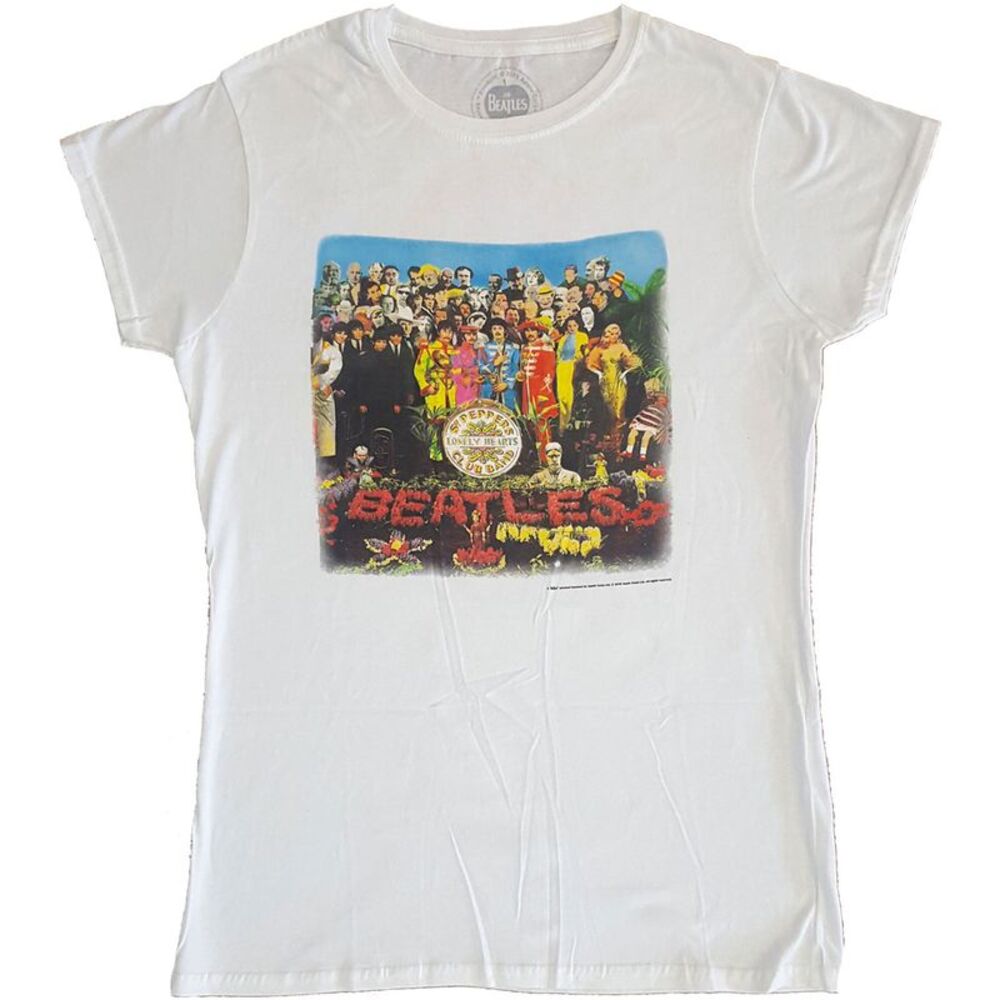 The Beatles Womens/Ladies Sgt Pepper Back Print T-Shirt / White